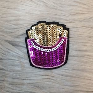 NWT French Fries Purple/Yellow Shiny Sequin Patch  Kids Iron or Sew on